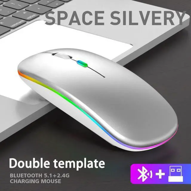 Main image of Weastlinks Wireless Mouse For Laptop PC RGB Rechargeable Mouses Wireless Computer Silent Mice Gaming Mouse Silver