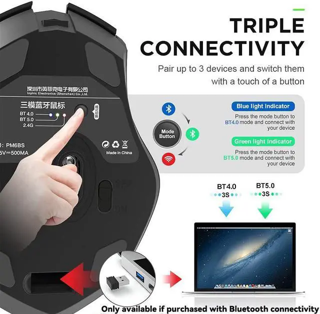 Alt view image 5 of 7 - Weastlinks Rechargeable Mouse Wireless Mouse Office Mute Support PC Laptop Tablet Universal