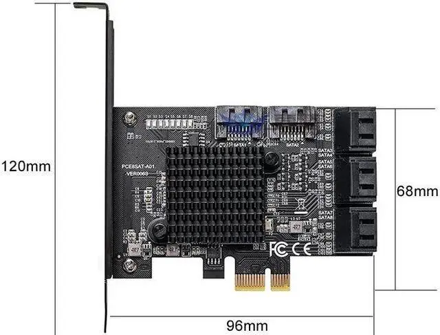 Alt view image 7 of 7 - Weastlinks PCIe to 8 Port SATA Expansion Card SATA3 3 6Gb HDD SSD Adapter PCI E Express X1 Controller Extension Riser for Mining
