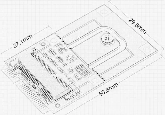 Alt view image 6 of 7 - Weastlinks Mini PCI-E to M.2 Adapter Converter Expansion Card M.2 NGFF Key E Interface