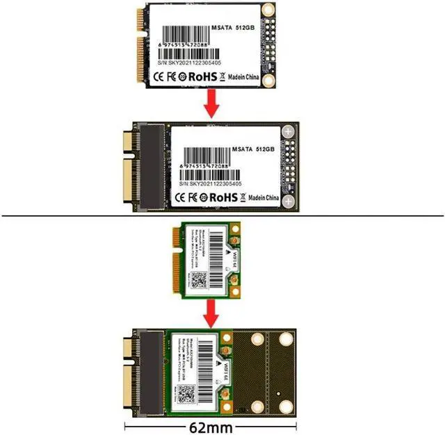 Alt view image 7 of 7 - Weastlinks Mini PCIE/mSATA Adapter Solid State Drive Converter Riser Expansion Card Test Board for mSATA SSD Mini PCI Express Wifi Card