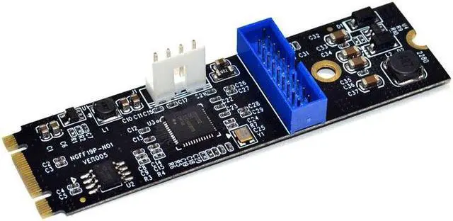 Alt view image 2 of 6 - Weastlinks M.2 NGFF NVME to USB 3.0 19pin Header Convert Card NGFF to 2 Port USB3.0 Expansion Card Transfer Adapter IDE 4PIN Power Supply