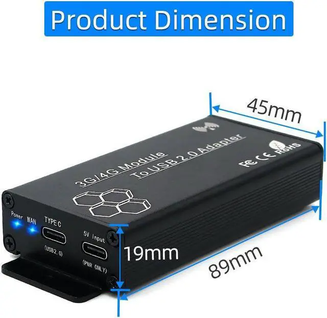 Alt view image 6 of 7 - Weastlinks M.2 Wifi Adapter NGFF M.2 to USB Wifi Adapter USB 2.0 to TYPE C Cable SIM Card Slot 5V Auxiliary Power for WWAN/LTE/3G/4G Module