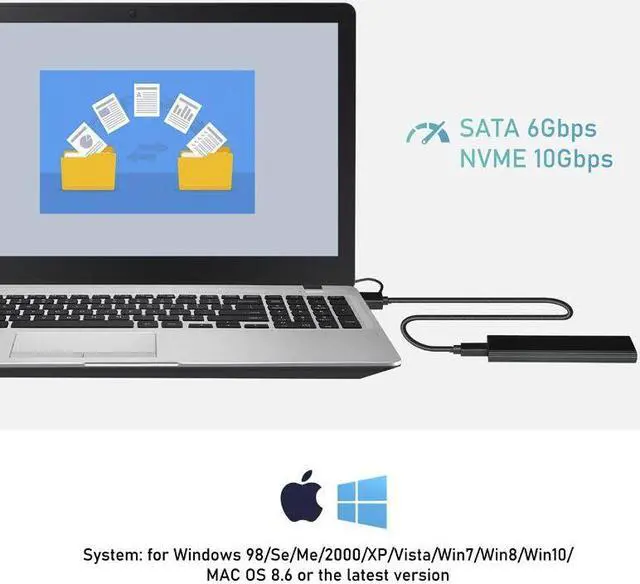Alt view image 7 of 7 - Weastlinks M.2 NVMe SSD Enclosure 10Gbps Dual Protocol M2 NVMe Case M2 NVMe PCIE NGFF M.2 SATA SSD Box w/ OTG Adapter for 2230-2280 M.2 SSD N/A