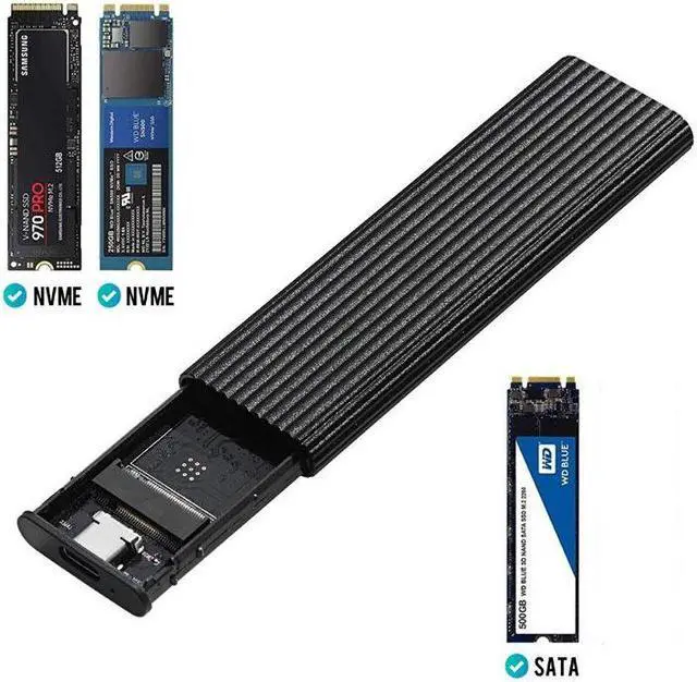 Alt view image 5 of 7 - Weastlinks M.2 NVMe SSD Enclosure 10Gbps Dual Protocol M2 NVMe Case M2 NVMe PCIE NGFF M.2 SATA SSD Box w/ OTG Adapter for 2230-2280 M.2 SSD Black