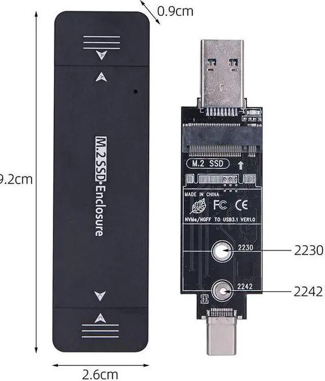 Alt view image 7 of 7 - Weastlinks Dual Protocol USB3.1 Type C M.2 SATA NVME Enclosure SSD Adapter USB NVME Case SSD M2 NVME External Case M2 SATA SSD Box RTL9210B