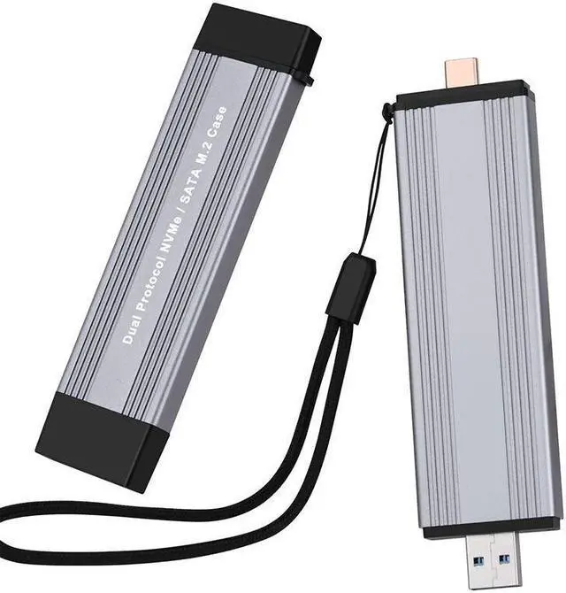 Alt view image 2 of 7 - Weastlinks Dual Protocol M2 SSD Case USB3.0/Type-C to M.2 NVME SATA SSD Enclosure Adapter 10Gb USB3.1 Gen2 USB C External SSD Box