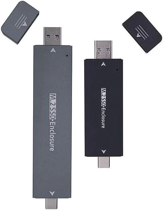 Alt view image 2 of 7 - Weastlinks Dual Protocol External USB3.1 Type-A Type-C M2 SATA NVME Enclosure NGFF M.2 to USB 3.1 SSD Adapter Adaptor RTL9210B Silver