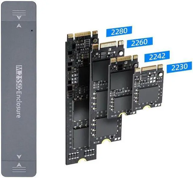 Alt view image 4 of 7 - Weastlinks Dual Protocol External USB3.1 Type-A Type-C M2 SATA NVME Enclosure NGFF M.2 to USB 3.1 SSD Adapter Adaptor RTL9210B Silver