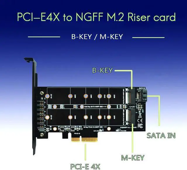 Alt view image 5 of 7 - Weastlinks M.2 NVMe SSD NGFF to PCIE X4 Adapter Card M Key-B Dual Interface Expansion Card Supports 20110 SSD
