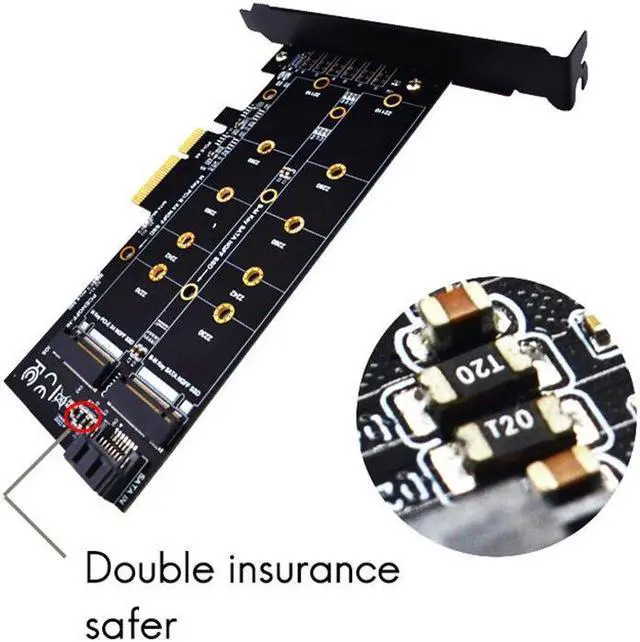Alt view image 2 of 7 - Weastlinks M.2 NVMe SSD NGFF to PCIE X4 Adapter Card M Key-B Dual Interface Expansion Card Supports 20110 SSD