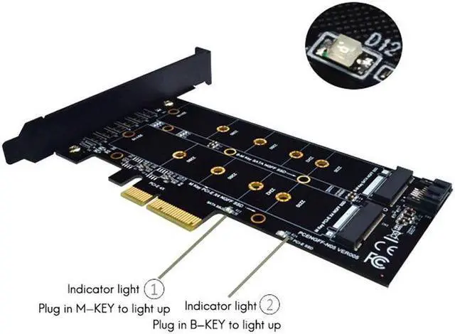 Alt view image 3 of 7 - Weastlinks M.2 NVMe SSD NGFF to PCIE X4 Adapter Card M Key-B Dual Interface Expansion Card Supports 20110 SSD