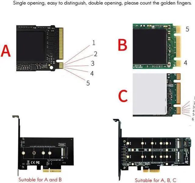 Alt view image 6 of 7 - Weastlinks M.2 NVMe SSD NGFF to PCIE X4 Adapter Card M Key-B Dual Interface Expansion Card Supports 20110 SSD