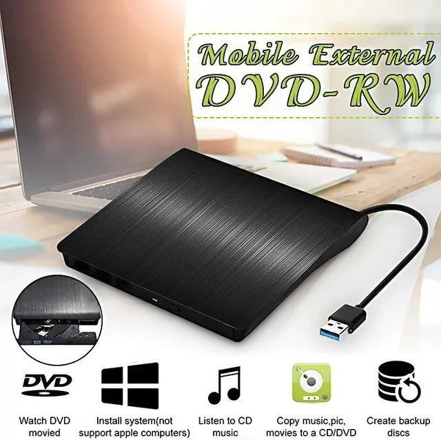 Alt view image 2 of 7 - Weastlinks USB 3.0 Slim External Optical Drive DVD RW CD Writer Drive Burner Reader Player Optical Drives Plug and Play For Laptop Notebook