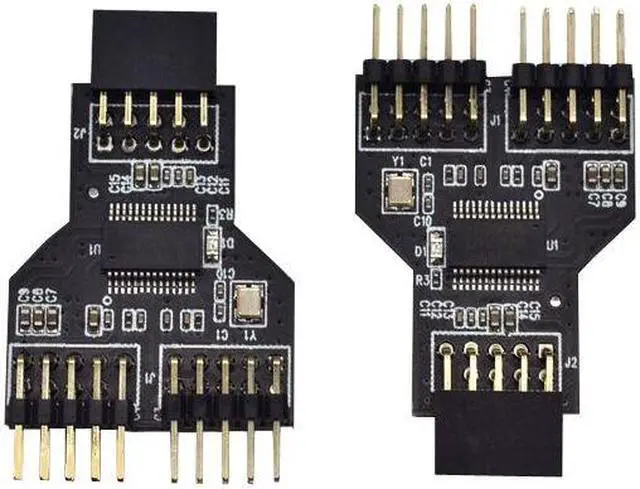 Alt view image 3 of 7 - Weastlinks Motherboard USB 9Pin Interface Header Splitter 1 to 2 Extension Cable Adapter 9-Pin USB HUB USB 2.0 Connectors