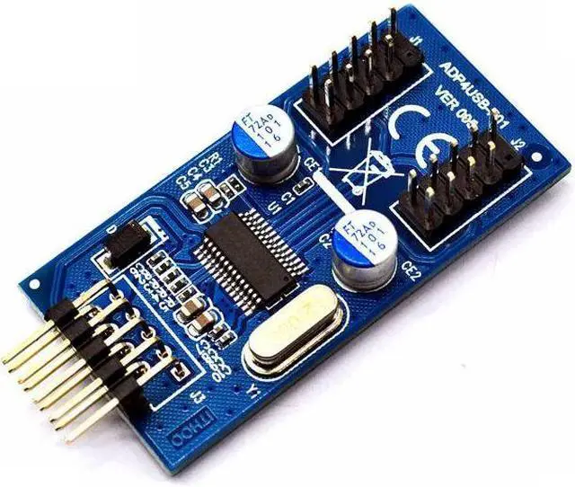 Alt view image 5 of 7 - Weastlinks 9pin USB header Male 1 to 2 / 4 Female Extension Cable Card Desktop 9-Pin USB HUB USB 2.0 9 pin Connector Adapter 4 Ports