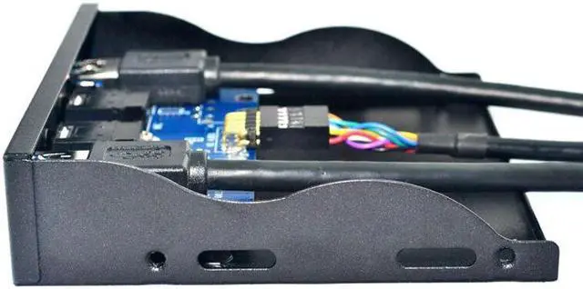 Alt view image 7 of 7 - Weastlinks 2 Port USB 3.0 Hub Splitter HD Audio 3.5mm Earphone Jack Mic Interface Front Panel Bracket Adapter for PC 20 Pin 3.5" Floppy Bay