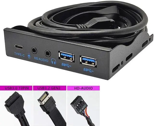 Main image of Weastlinks USB Front Panel for PC USB3.2 Gen2 10Gbps Type C + 19Pin 2Port USB3.0 Hub + HD Audio 3.5mm Earphone MIC for 3.5 Floppy Disk Bay