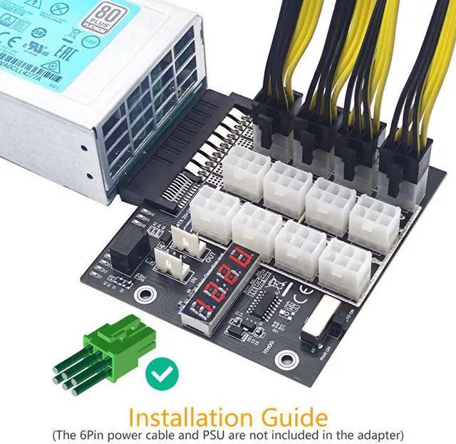 Alt view image 5 of 7 - Weastlinks 12 Port 6Pin Connector LED Display 12V Power Module for 500W 800W 1400W 1600W PSU for GPU Graphics Card