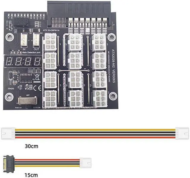Alt view image 7 of 7 - Weastlinks 12 Port 6Pin Connector LED Display 12V Power Module for 500W 800W 1400W 1600W PSU for GPU Graphics Card