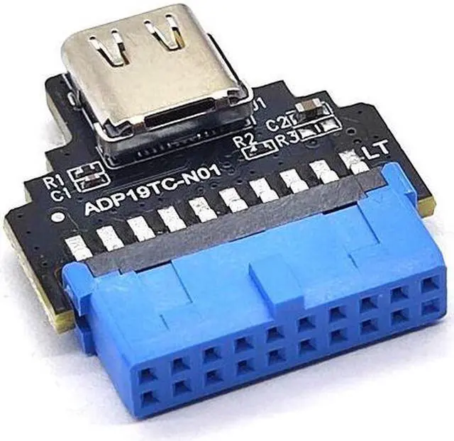 Alt view image 2 of 6 - Weastlinks USB3.0 19pin to Type C Converter 19/20Pin Internal Header to USB3.1 Type C Adapter 5Gbps for Desktop Motherboard Connector Riser