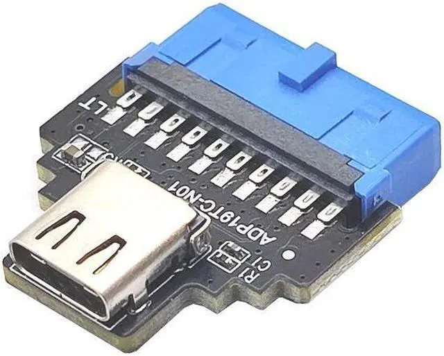 Alt view image 3 of 6 - Weastlinks USB3.0 19pin to Type C Converter 19/20Pin Internal Header to USB3.1 Type C Adapter 5Gbps for Desktop Motherboard Connector Riser