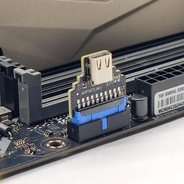 Alt view image 5 of 6 - Weastlinks USB3.0 19pin to Type C Converter 19/20Pin Internal Header to USB3.1 Type C Adapter 5Gbps for Desktop Motherboard Connector Riser