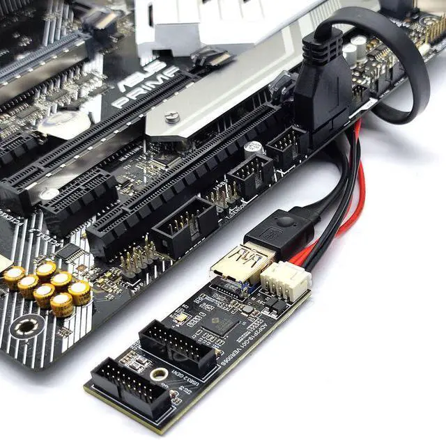 Alt view image 4 of 6 - Weastlinks Header 19pin to Dual 19Pin Motherboard Splitter USB 3.0 Hub USB Adapter Conector USB 19Pin Connector 6Gbps Riser Extension Cable