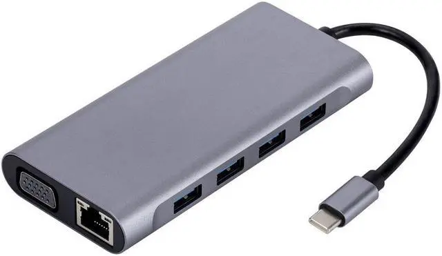 Alt view image 6 of 7 - Weastlinks USB Hub 11 in 1 Type-c Splitter to USB Adapter VGA Card Reader Multiple Ports Dock Station USB