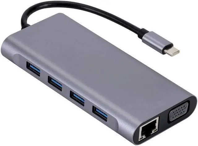Alt view image 3 of 7 - Weastlinks USB Hub 11 in 1 Type-c Splitter to USB Adapter VGA Card Reader Multiple Ports Dock Station USB