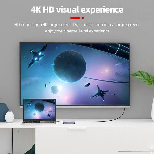 Alt view image 7 of 7 - Weastlinks USB Hub 11 in 1 Type-c Splitter to USB Adapter VGA Card Reader Multiple Ports Dock Station USB