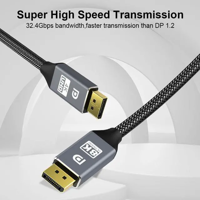 Alt view image 3 of 7 - Weastlinks DisplayPort Cable DP 1.4 to DP Cable 8K 4K 144Hz 165Hz Display Port Adapter For Video PC Laptop TV DP 1.2 8K Display Port Cable