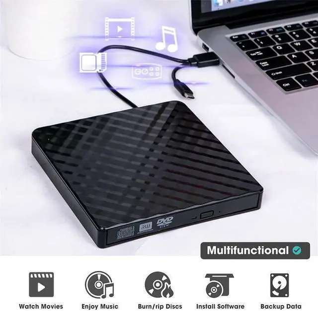 Alt view image 2 of 7 - Weastlinks Slim External DVD RW CD Writer Drive USB 3.0 Type-C Burner Reader Player High-speed Data Transfer recorder For Laptop PC Desktop