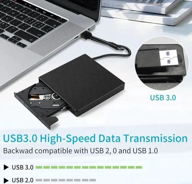 Alt view image 4 of 7 - Weastlinks External DVD Drive USB 3.0 Portable +/-RW Player for CD ROM Burner Compatible with Laptop Desktop PC Windows
