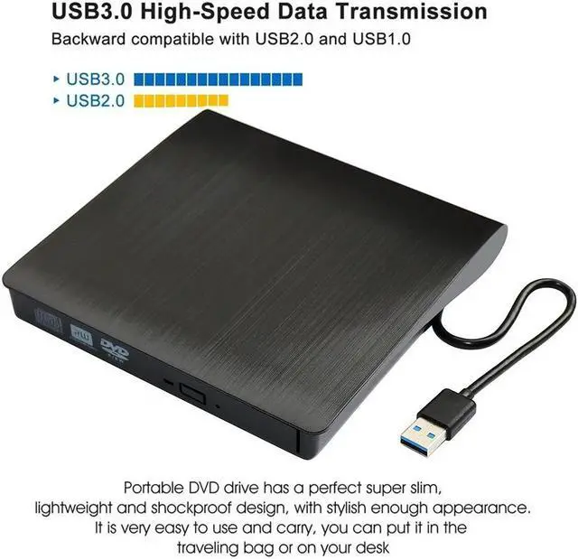 Alt view image 2 of 7 - Weastlinks USB 3.0 Slim External DVD RW CD Writer Drive Burner Reader Player Optical Drives For Laptop PC dvd burner dvd