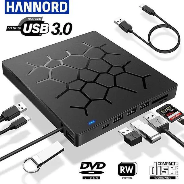 Main image of Weastlinks External CD/DVD Drive USB 3.0 Type-C 6 in 1 DVD Drive PlayerOptical Drive With SD/TF & USB3.0 Slots Optical Drives For PC Laptop