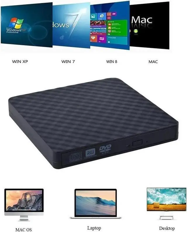 Alt view image 2 of 7 - Weastlinks USB 3.0 External DVD RW CD Writer Drive Burner Reader Player Optical Drive External Slim Disk Reader For PC Laptop Desktop