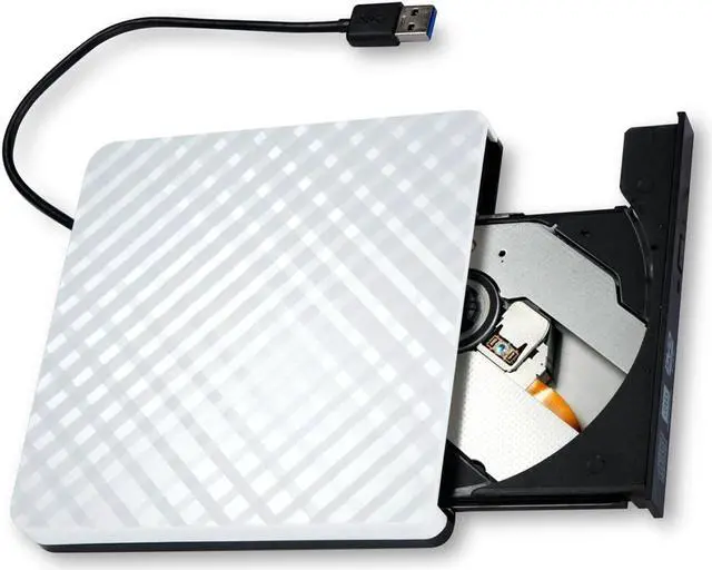 Alt view image 3 of 3 - Weastlinks USB 3.0 External DVD RW CD Writer Drive Burner Reader Player Optical Drive External Slim Disk Reader For PC Laptop Desktop White