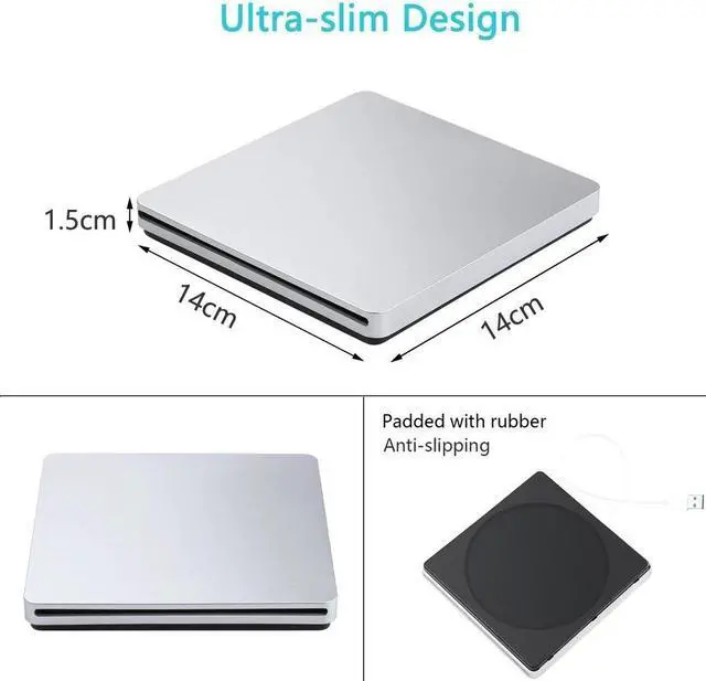 Alt view image 7 of 7 - Weastlinks External DVD Drive USB/Type-C Optical Drive Slim Slot-in CD Combo DVD+/-RW Burner Player USB C Superdrive for Laptop USB3.0 style-A