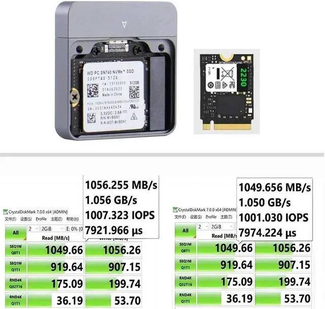 Alt view image 2 of 7 - Weastlinks M.2 NVMe 2230 SSD Enclosure USB C Adapter 10Gbps USB3.2 Gen2 External Case Box for M2 2230 NVMe