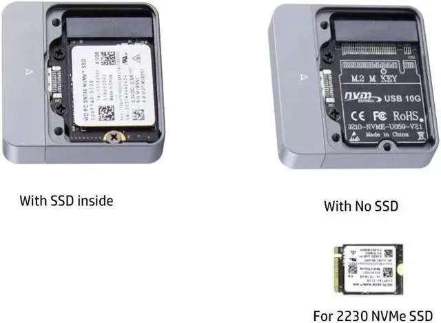 Alt view image 5 of 7 - Weastlinks M.2 NVMe 2230 SSD Enclosure USB C Adapter 10Gbps USB3.2 Gen2 External Case Box for M2 2230 NVMe