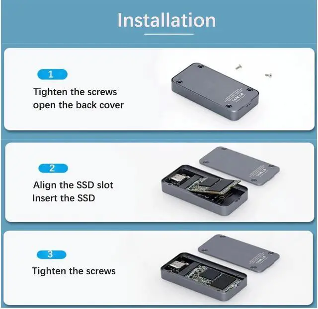 Alt view image 6 of 7 - Weastlinks 2230 2242 M.2 NVMe SSD Enclosure to USB3.1 Type-A Type C Gen 2 M2 SSD Case 10Gbps External Box for NVMe