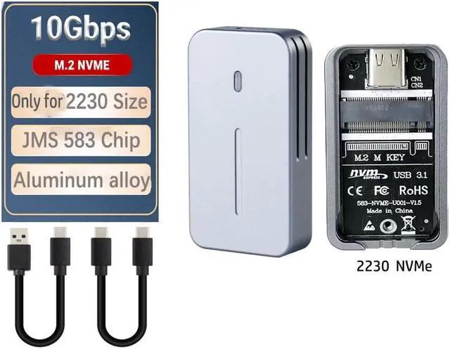 Main image of Weastlinks 2230 2242 M.2 NVMe SSD Enclosure to USB3.1 Type-A Type C Gen 2 M2 SSD Case 10Gbps External Box for NVMe