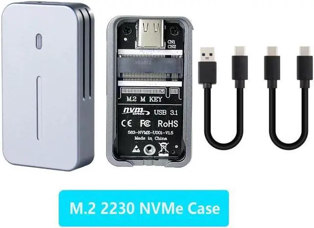 Alt view image 7 of 7 - Weastlinks 2230 2242 M.2 NVMe SSD Enclosure to USB3.1 Type-A Type C Gen 2 M2 SSD Case 10Gbps External Box for NVMe
