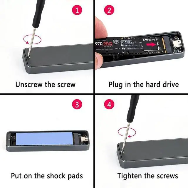Alt view image 7 of 7 - Weastlinks 20Gbps M.2 NVME Enclosure USB 3.2 GEN 2X2 Type C NVME SSD Enclosure for 2230/2242/2260/2280 NVME SSD M/B+M Key External Case Box