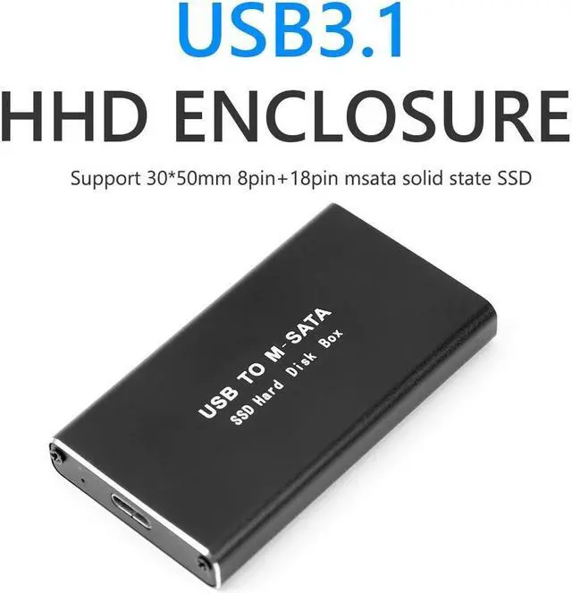 Alt view image 2 of 7 - Weastlinks Mini SSD Case mSATA to USB 3.1 Hard Drive Case mSATA USB 3.0 Adapter External Solid State Disk for mSATA SSD Hard Disk