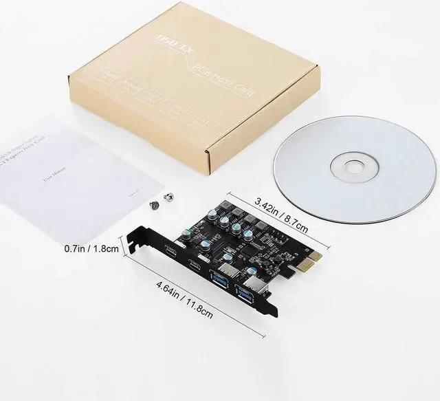 Alt view image 7 of 7 - Weastlinks Type C USB 3.2 Gen1 PCIE Card Hub USB 3.0 PCI Express Board 2*USB A Port+2*Type-C Port/USB3.2 GEN1 PCI-E Expansion Card Adapter
