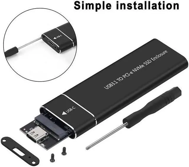 Alt view image 7 of 7 - Weastlinks M.2 NVMe SSD Enclosure Adapter Aluminum Case USB C 3.1 Gen2 10Gbps to NVMe PCIe External Box for 2230/2242/2260/2280 M2 NVMe SSD