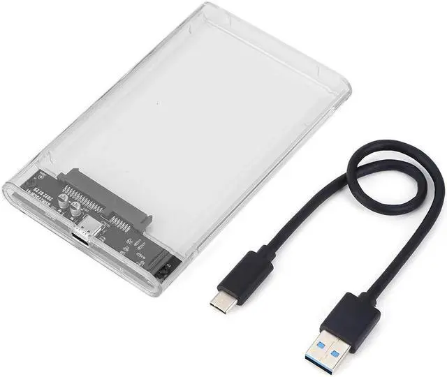 Main image of Weastlinks 2.5'' Hard Drive Enclosure Transparent Mobile HDD Box USB3.1 SSD Case Portable Hard Disk 5Gbps USB A to USB C SATA Case for PC White