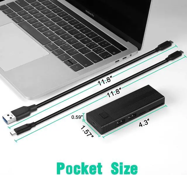 Alt view image 4 of 7 - Weastlinks 2.5'' Hard Drive Enclosure Transparent Mobile HDD Box USB3.1 SSD Case Portable Hard Disk 5Gbps USB A to USB C SATA Case for PC Black